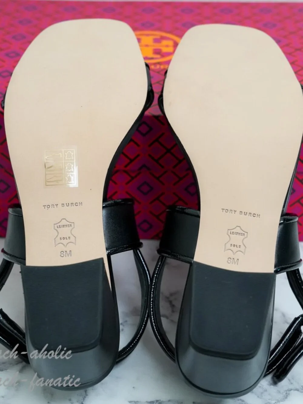 Tory Burch Selby 45MM Napa Leather Sandal in Perfect Black/Gold NIB